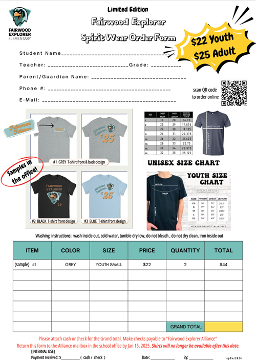 Shirt Order Form 